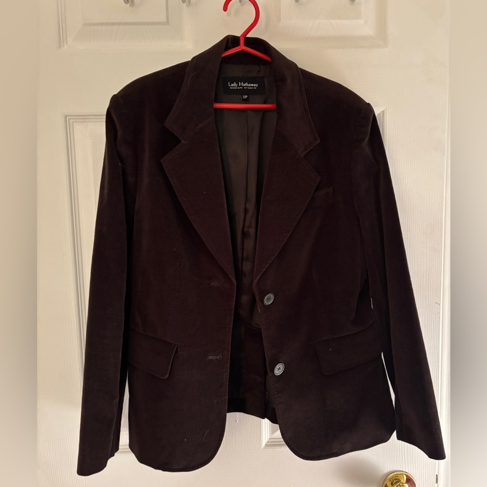 Vintage Lady Hathaway Brown Suede Blazer Coat
